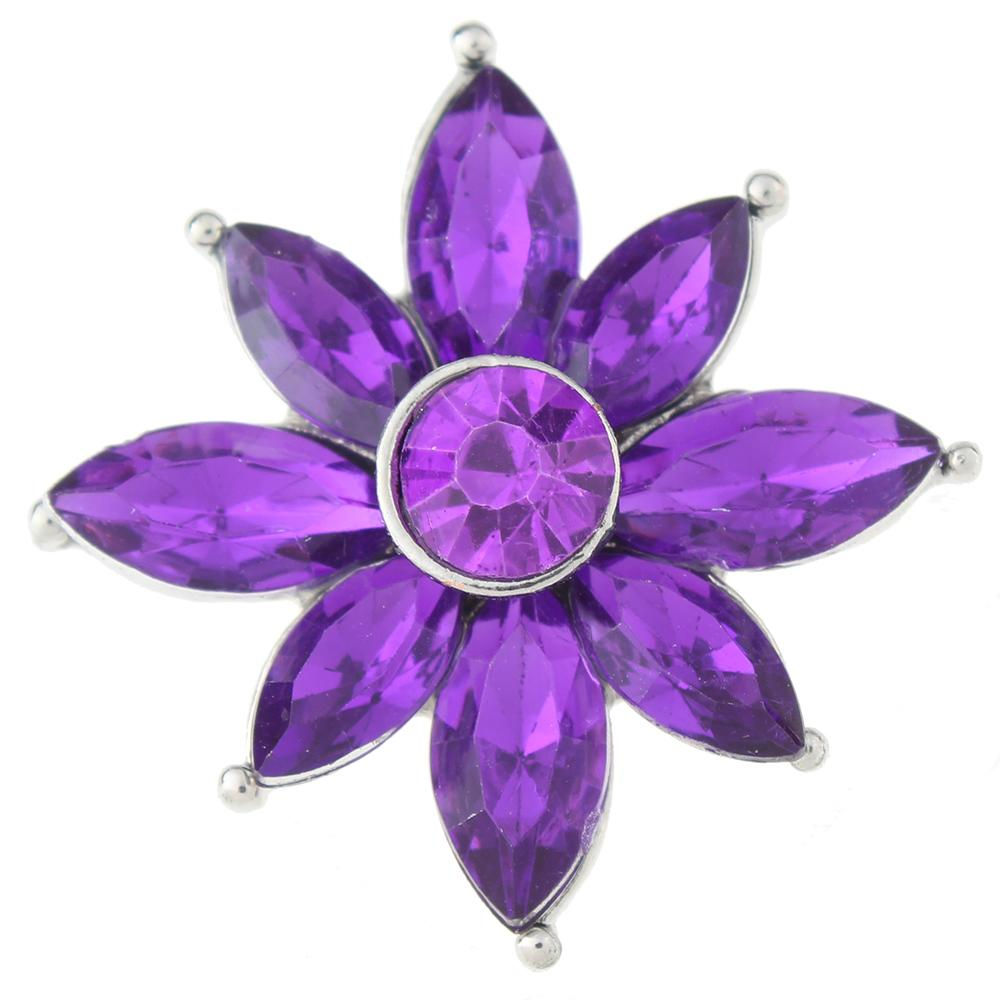 18mm/20mm Large Purple Rhinestone Flower Snap (1820-5493J)