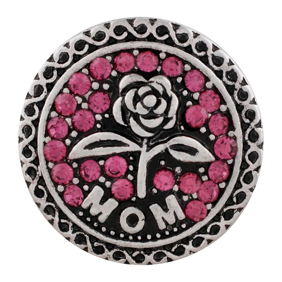 18mm/20mm Pink Rhinestone MOM & Flower Snap (1820-6491C)