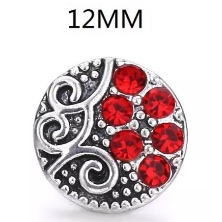 12mm Red Rhinestone w/Swirls on One Side Snap (12-8143-1 ...