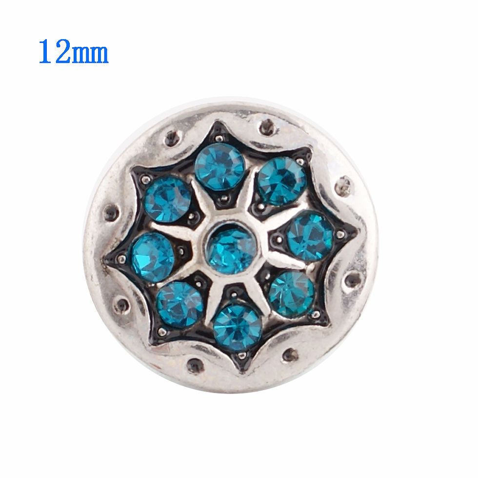 12mm Turquoise Rhinestone Starburst Snap (12-9601P)