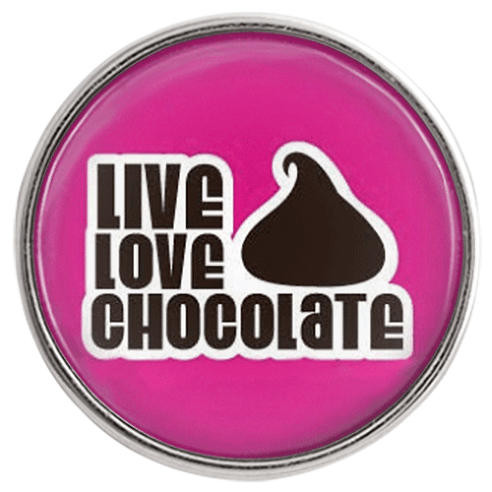 18mm/20mm LIVE LOVE CHOCOLATE Glass Dome Snap (1820-1085FB-CO-E10)