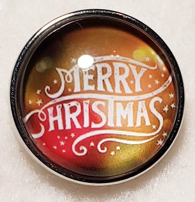 18mm/20mm MERRY CHRISTMAS on Golden Lights Glass Dome Snap (1820-8429A-E2)