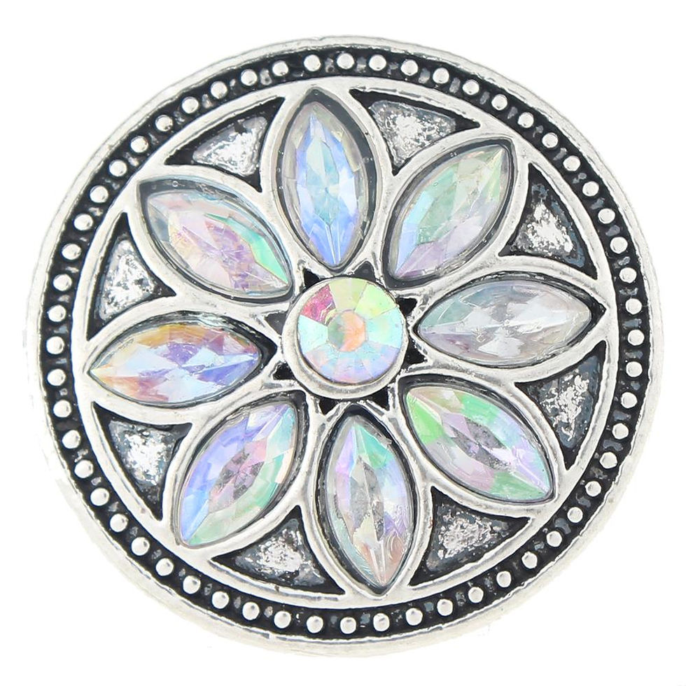 18mm/20mm AB Rhinestone Flower on Metal Circle Snap (1820~5361J)