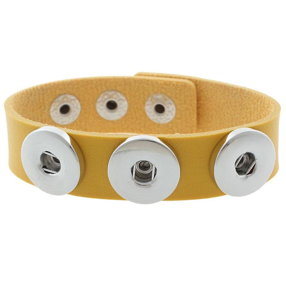 18mm/20mm Yellow 3-Snap PU Leather Bracelet (1820-4146J-E2)