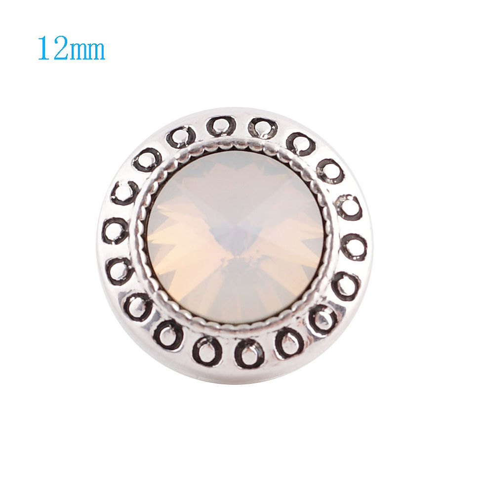 12mm White Rhinestone Trimmed w/Engraved Circles Snap (12-6047P)