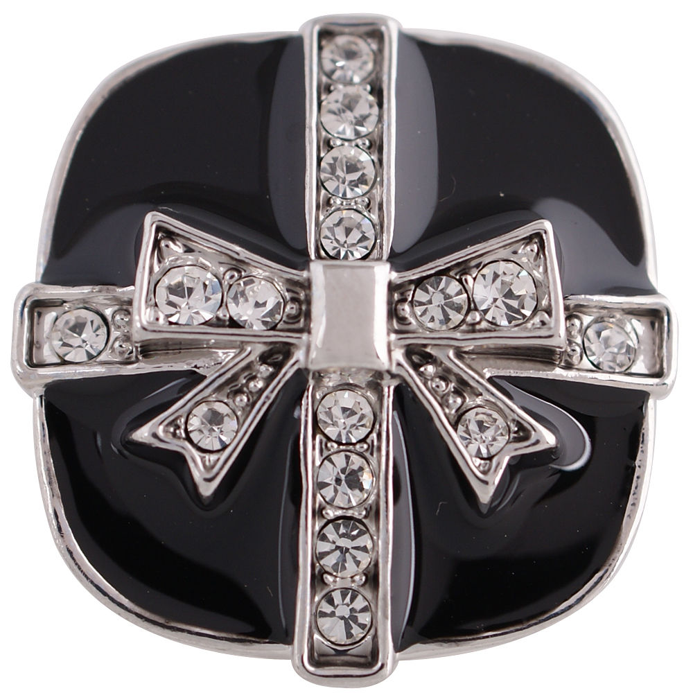 18mm/20mm Black Present w/Rhinestone Ribbon Snap (1820-5426-6131J)