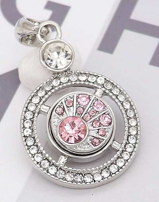 Thumbnail: 12mm Light Pink Rhinestone Off Sided Pie Snap (12-7051-E7)