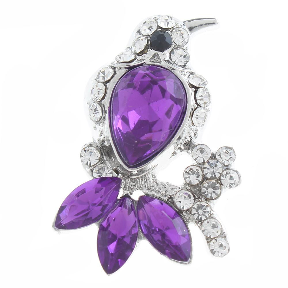 18mm/20mm Purple Rhinestone Bird on Branch Snap (1820-8566-E)