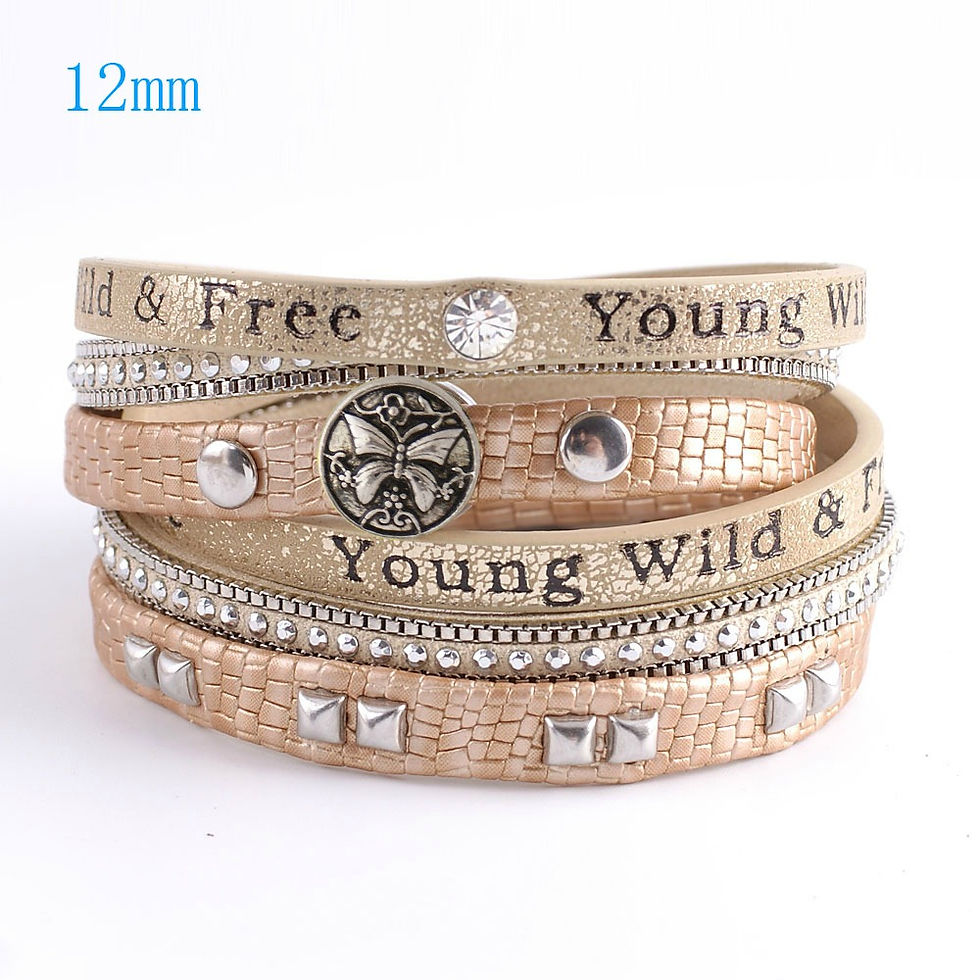 Thumbnail: 12mm 6-Strand Golden PU Leather Wrap Bracelet (12-0604CO-E7)