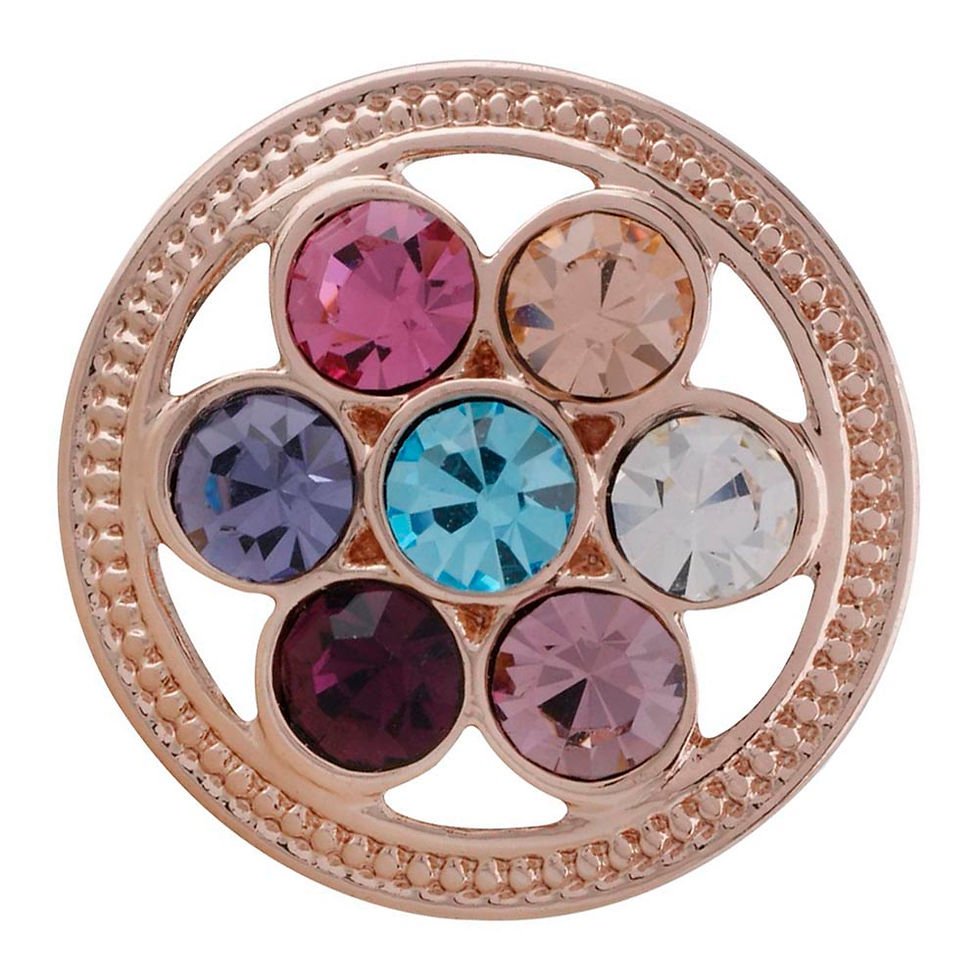 18mm/20mm Rose Gold Multi-Color Rhinestone in a Circle Snap (1820-5657RG-CO)