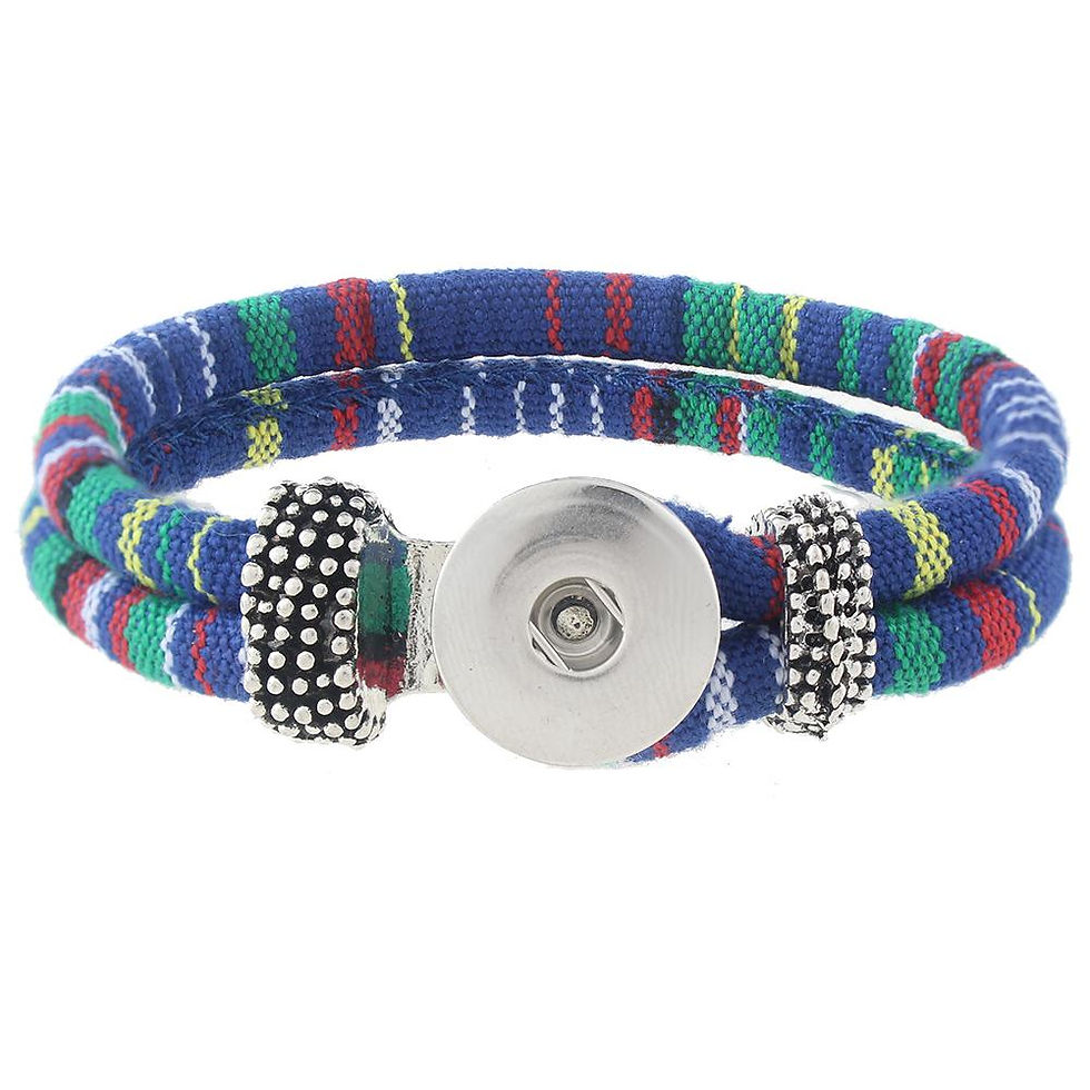 18mm/20mm Navy/Grn/Red/Yell/White Multi Color Fabric Bracelet (1820-8576-CO-E4)