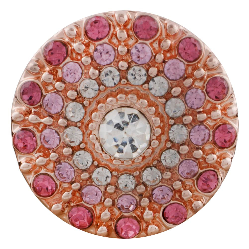 18mm/20mm Rose Gold 3-Layer Pink and White Rhinestone Snap (1820-7596RG-CO-E5)