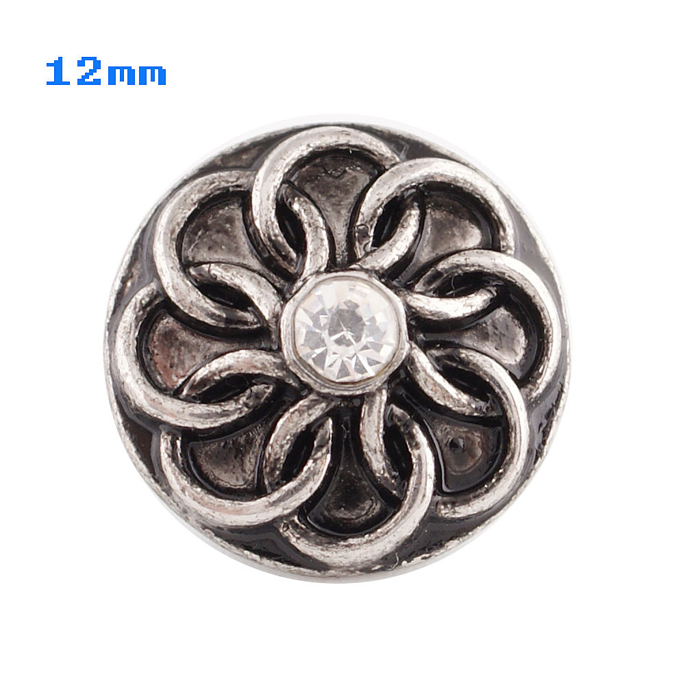 12mm Metal Antique Multi-Ring Weath w/Rhinestones Snap (12-7016-CO)