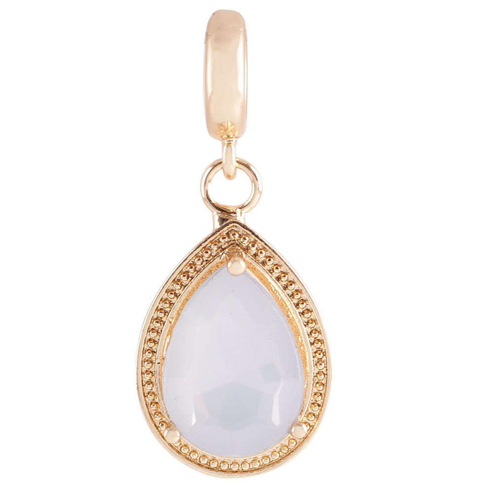 Endless Story Gold w/Teardrop Opal-like Stone Charm (E1656G-CO)