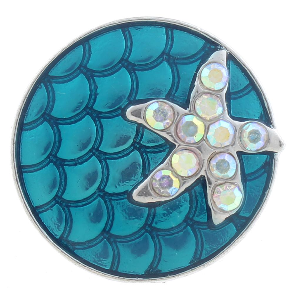 18mm/20mm Starfish w/Blue Scales and Clear Stones Snap (1820-6479J-6478J)