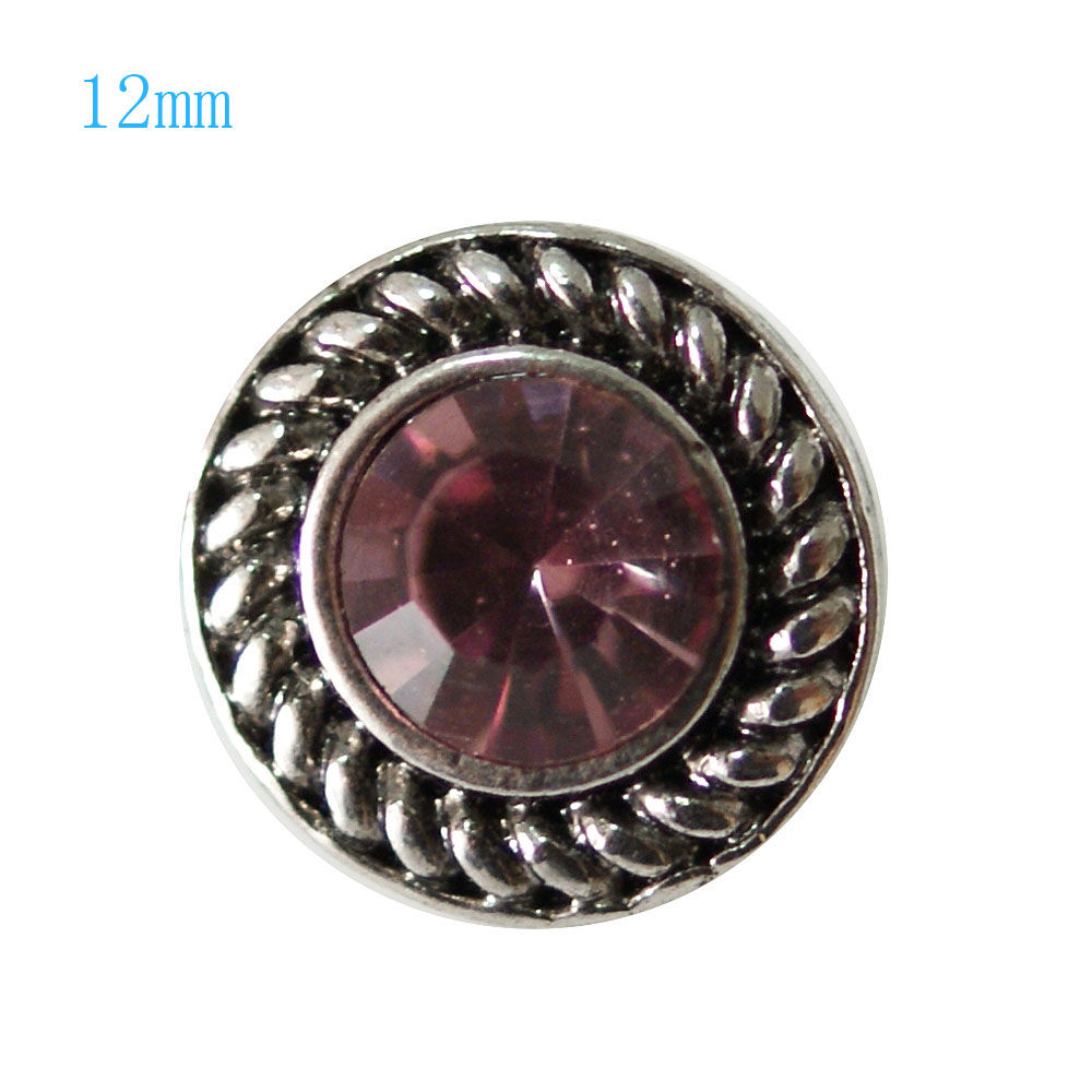 12mm Burgundy Crystal w/Braided Trim Snap (12-7269P)