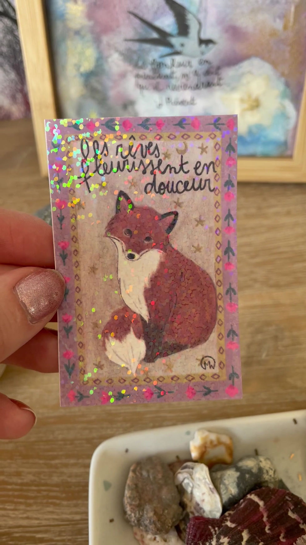 Miniature : Sticker Vinyle "Renard" Pailleté ou Holographique - Autocollant poétique