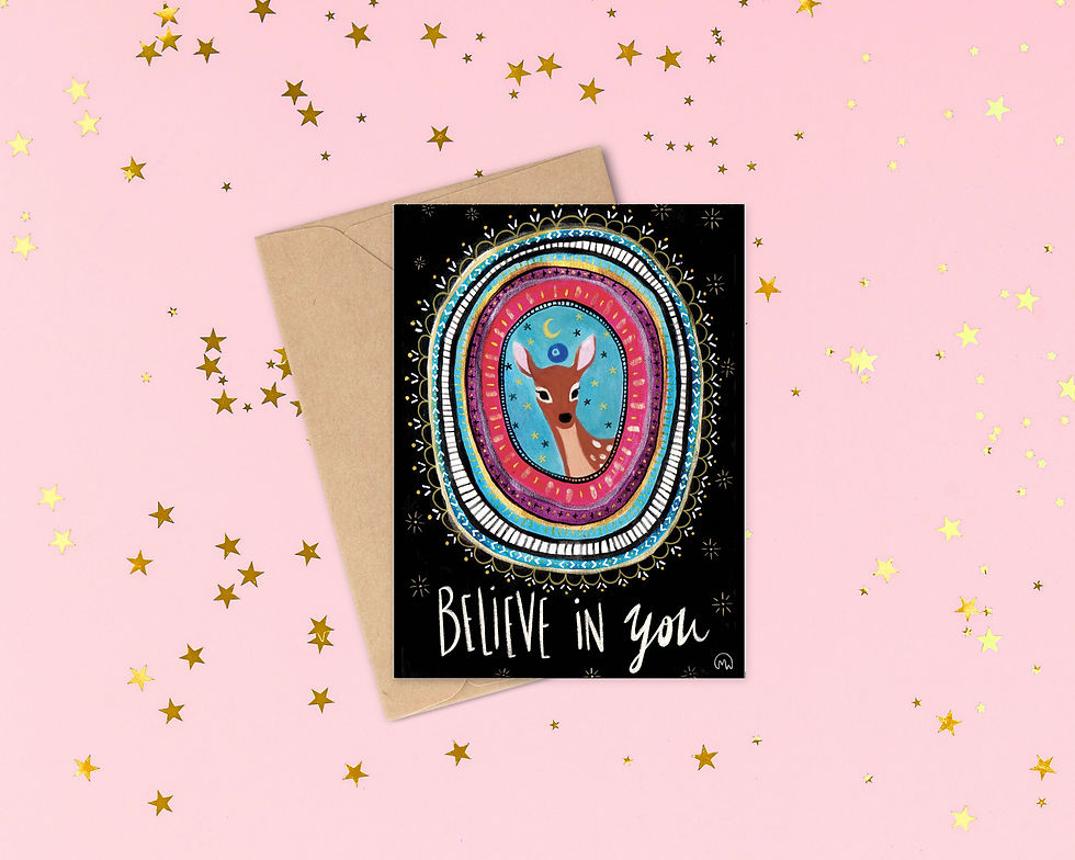 Carte de vœux "Believe in you" / illustration biche avec citation