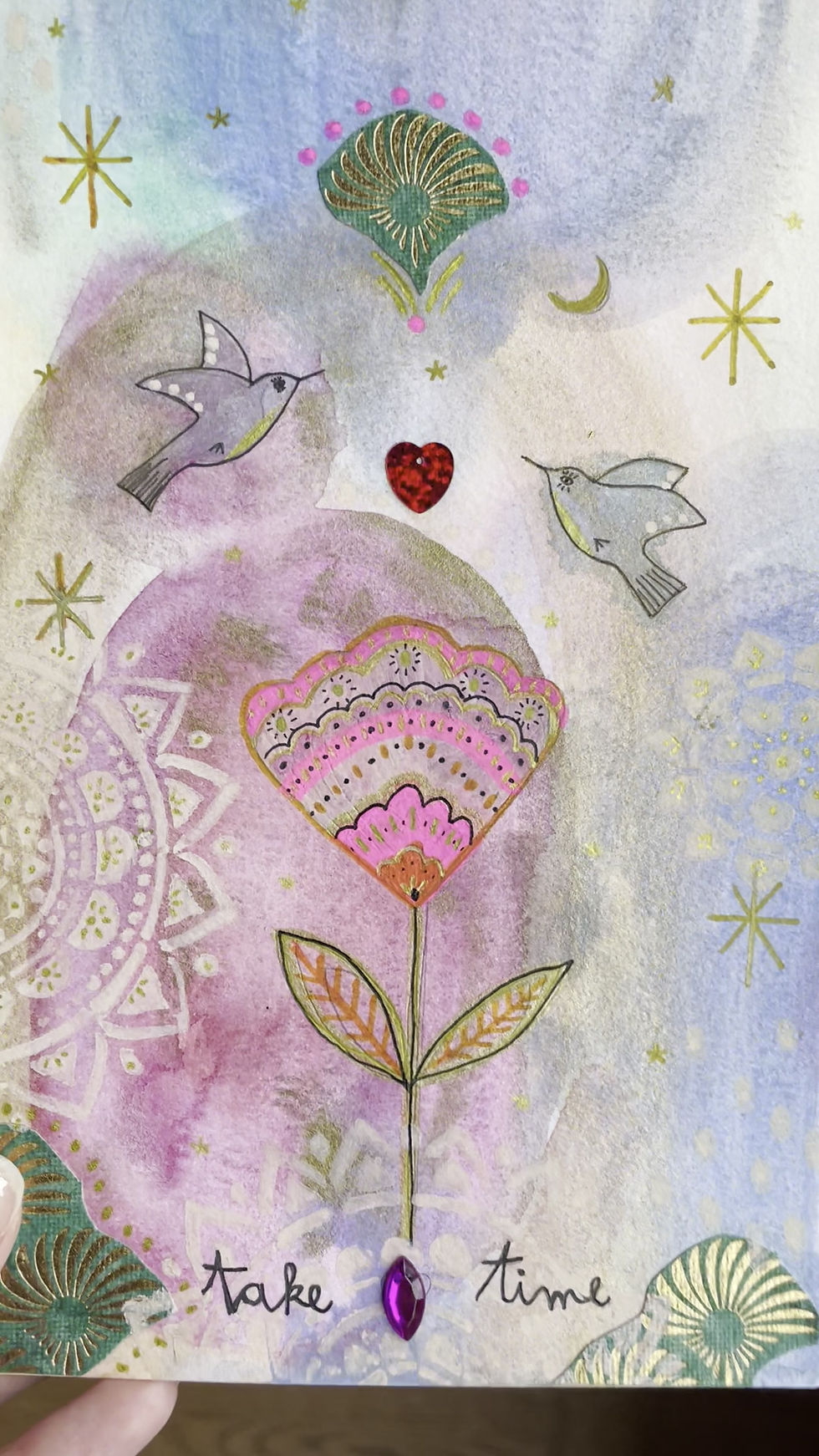 Miniature : Illustration Originale à l'Aquarelle 'Colibris Take Time'