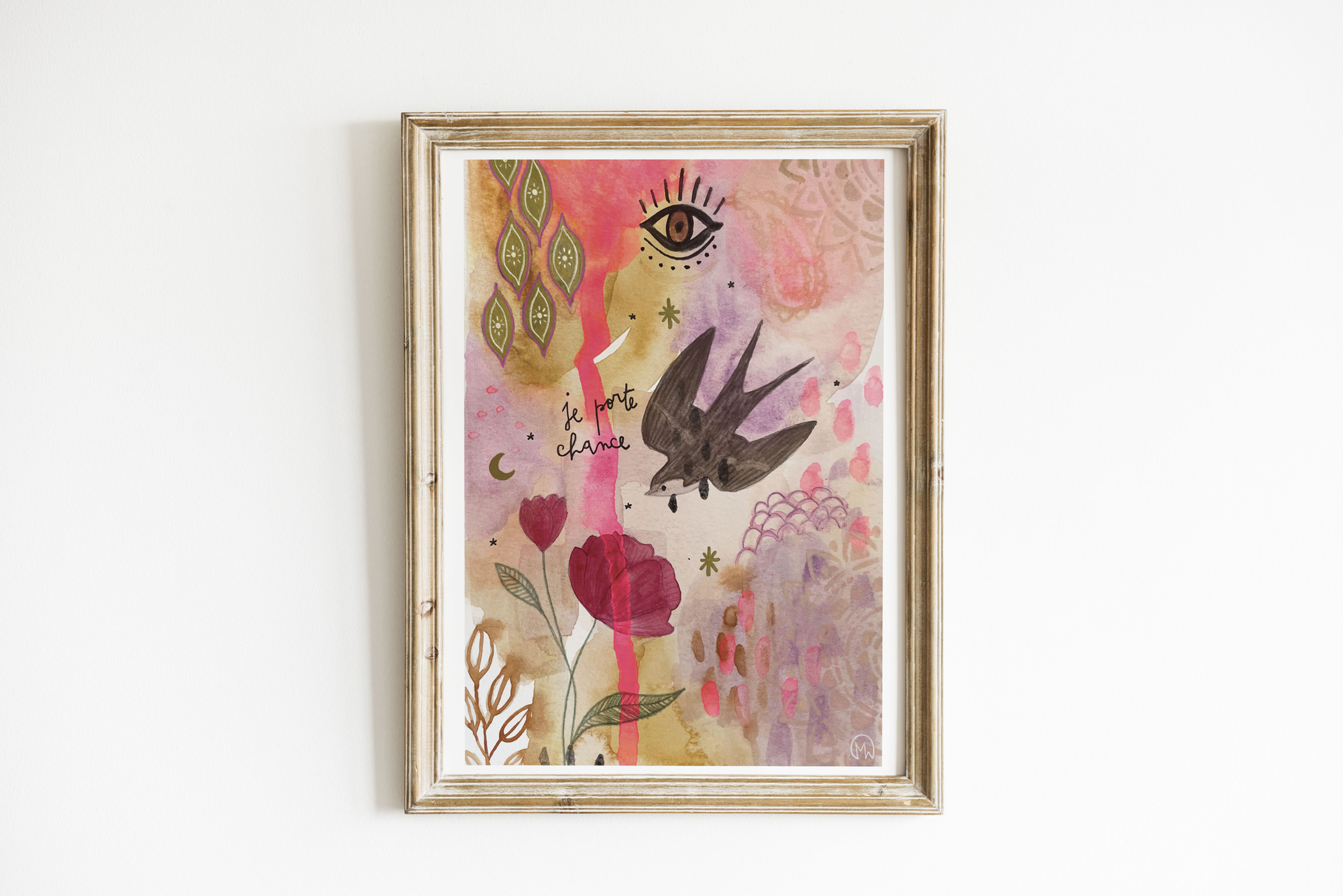 Affiche Poétique "Hirondelle Chance" - impression artistique