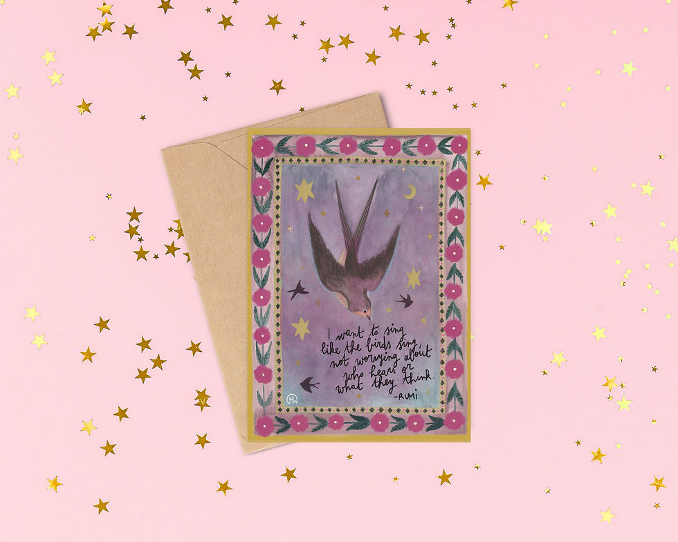 carte vintage avec hirondelle dans un cadre fleuri