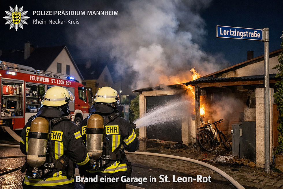 POL-MA: St.Leon-Rot, Rhein-Neckar-Kreis: Brand einer Garage und Nebengebäude PM 1 & 2