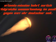 Artemis‑Mission kehrt zurück – Erfolgreiche Wasserlandung im Pazifik am 11.04.2026 gegen 2:07 Uhr deutscher Zeit.