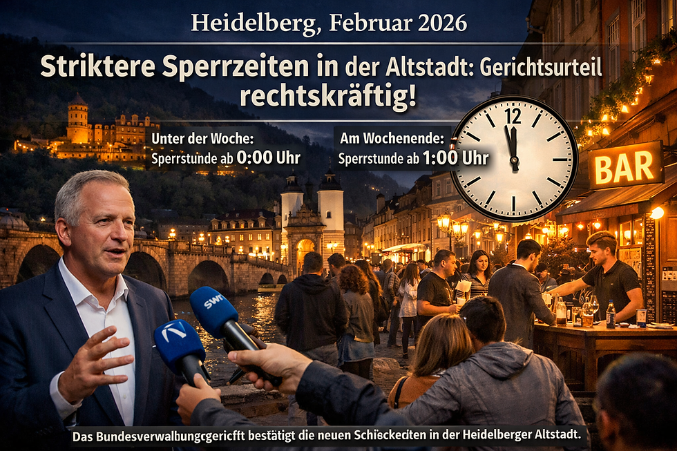 Neue Sperrzeiten in der Heidelberger Altstadt – Stadt muss Gerichtsurteil umsetzen