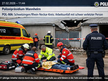 POL-MA: Schwetzingen/Rhein-Neckar-Kreis: Arbeitsunfall mit schwer verletzter Person