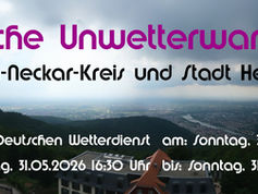 Amtliche UNWETTERWARNUNG vor SCHWEREM GEWITTER mit HEFTIGEMSTARKREGEN und HAGEL