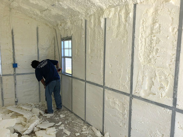 Metal storage building foam insulation