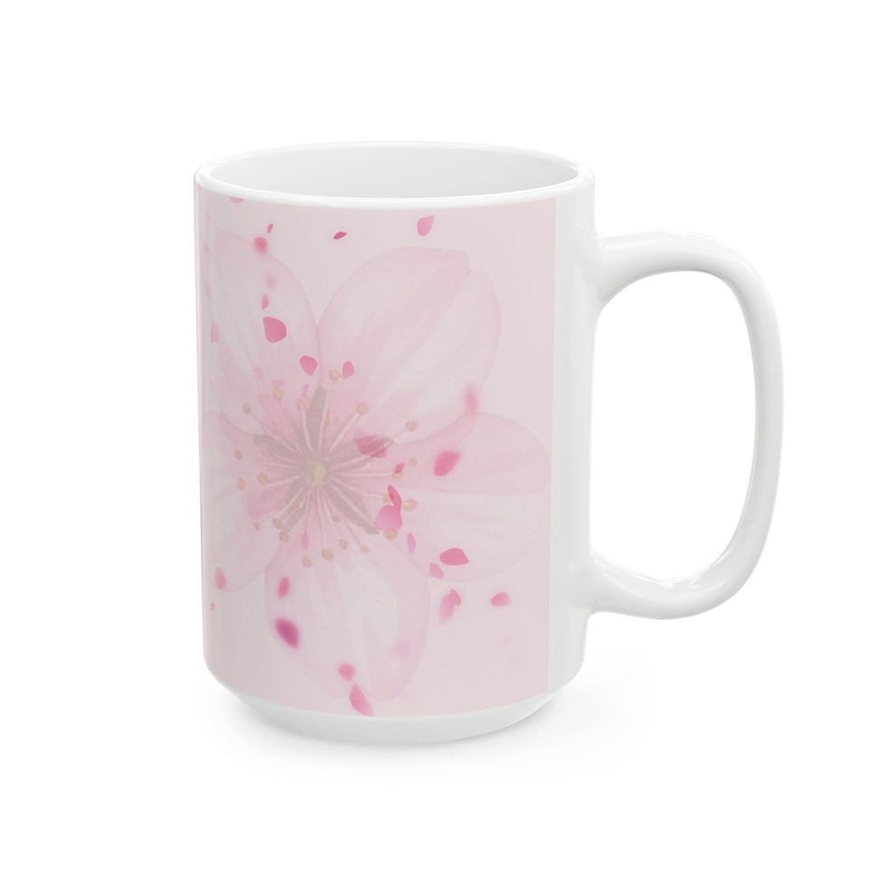 Thumbnail: Pink Cherry Blossom Ceramic Mug (11oz/15oz) – Floral Tea Coffee Cup, Spring Gift
