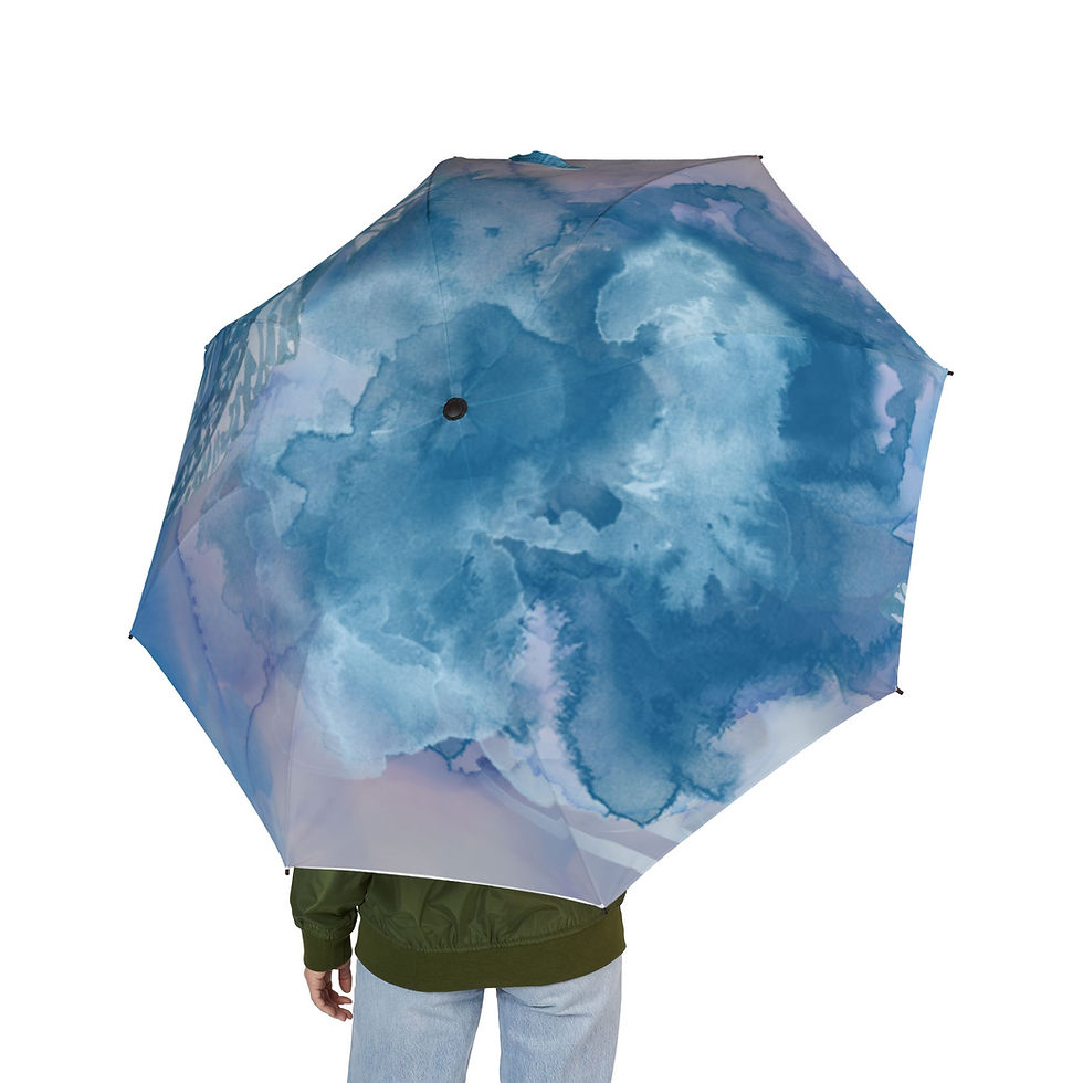 Thumbnail: Blue Watercolor Koi Umbrella — Semi-Automatic Foldable Rain Umbrella