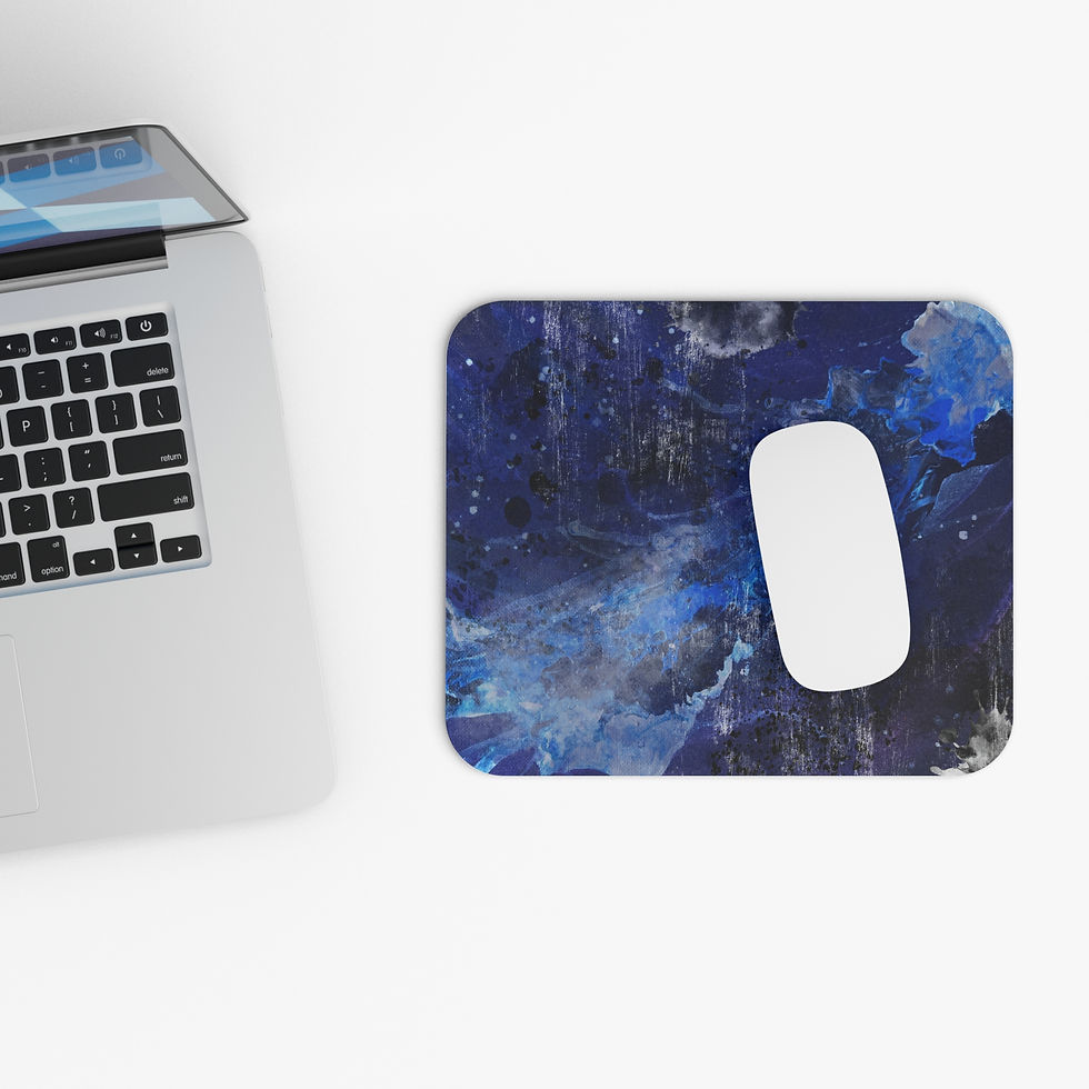 Thumbnail: Abstract Blue Nebula Rectangle Mouse Pad — Galaxy Ink Art Desk Mat