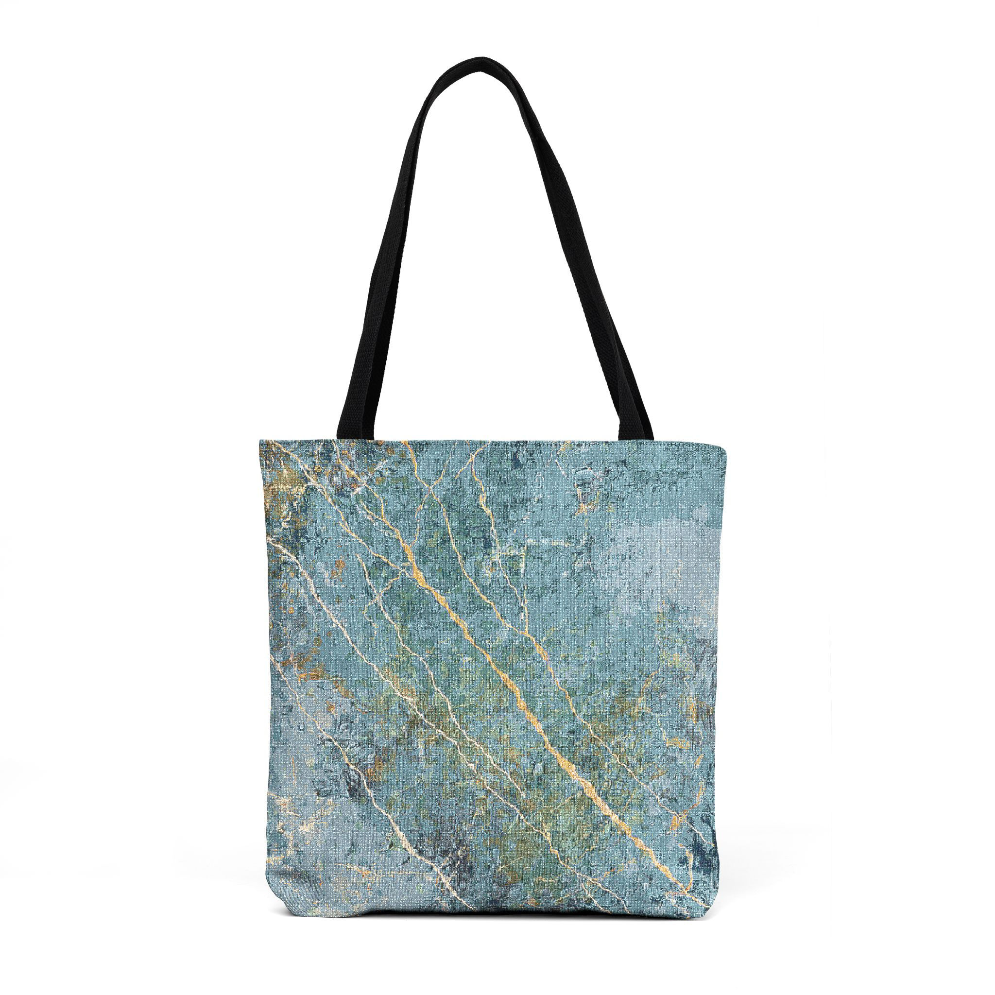 Blue and Gold Abstract Woven Tote