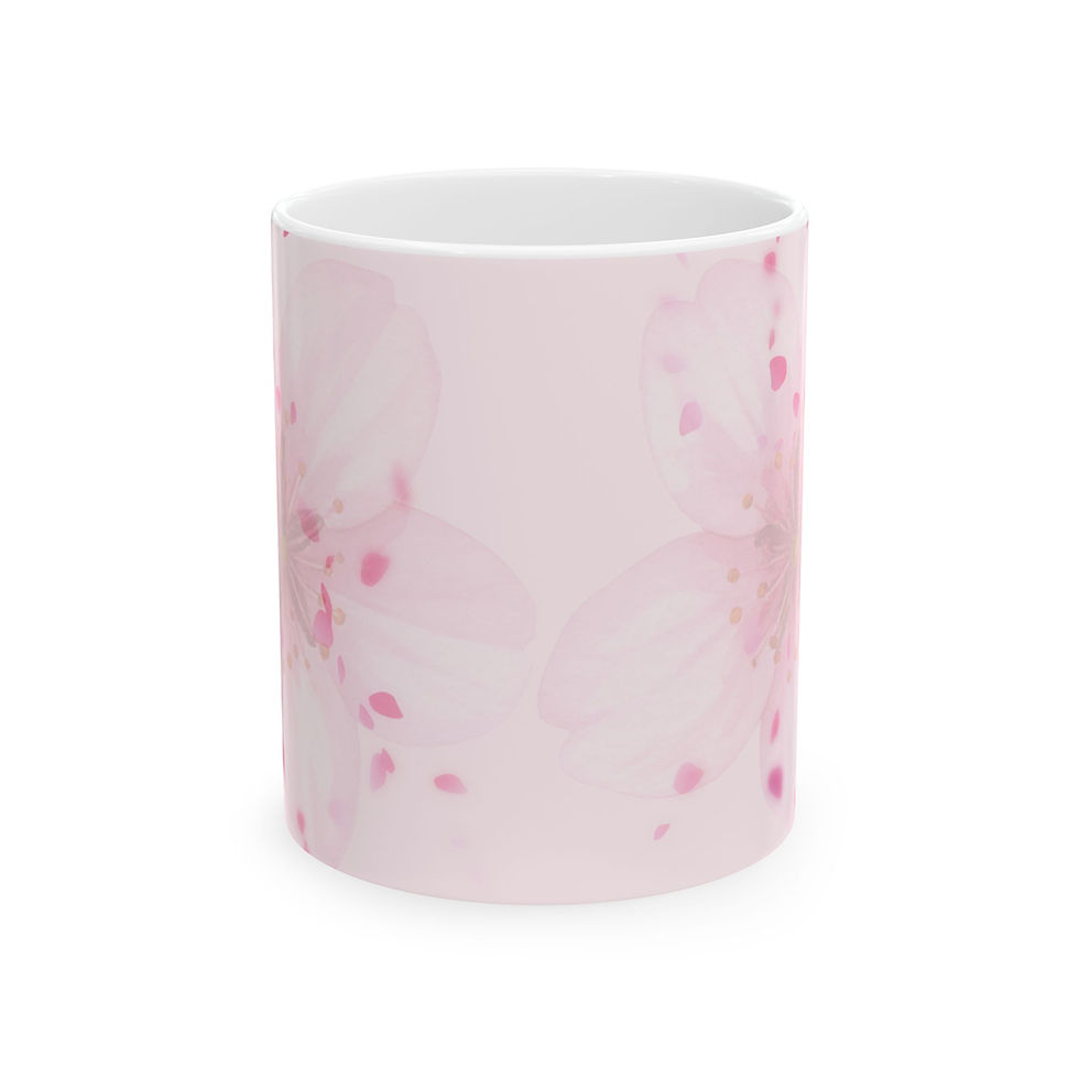 Thumbnail: Pink Cherry Blossom Ceramic Mug (11oz/15oz) – Floral Tea Coffee Cup, Spring Gift