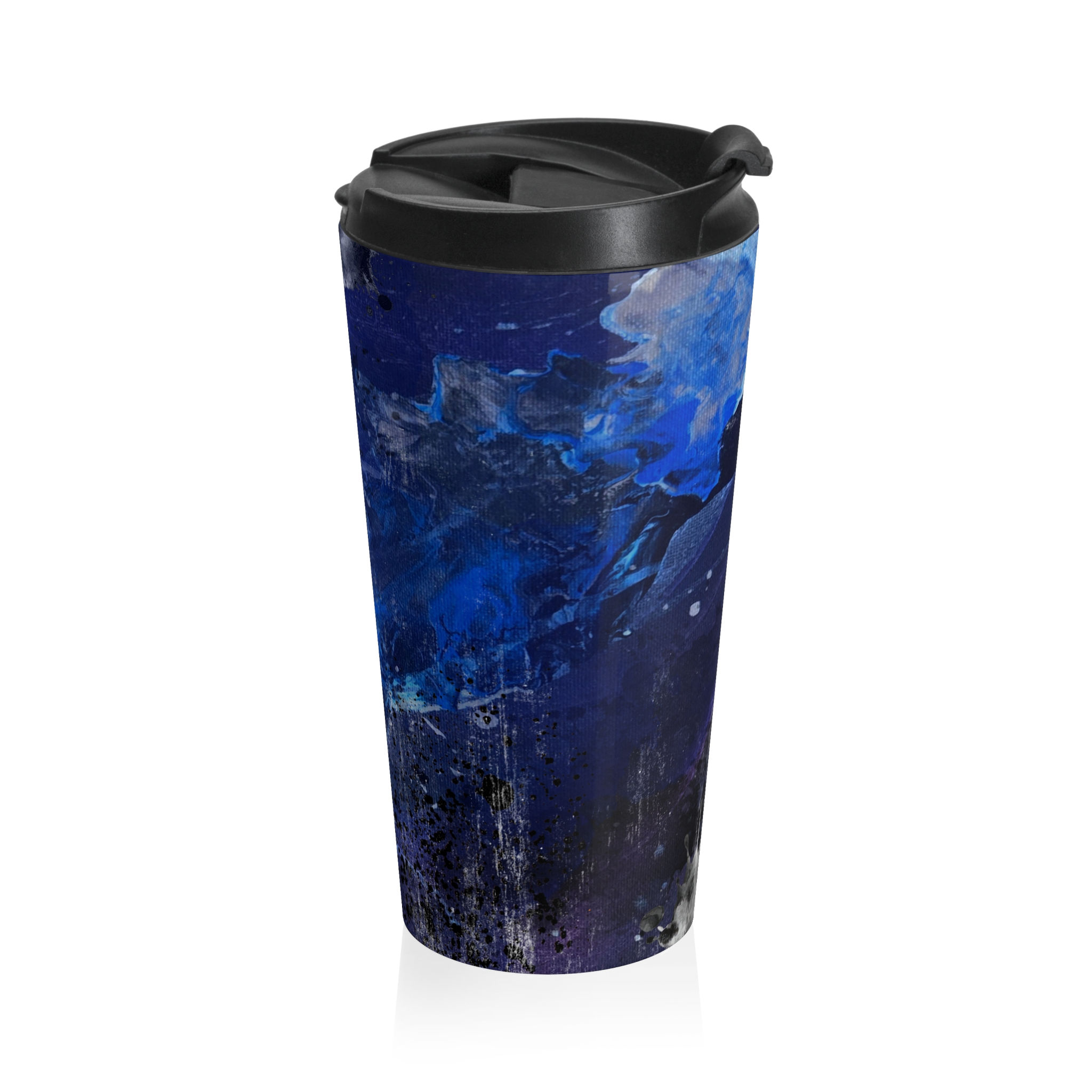 Blue Nebula Stainless Steel Travel Mug — Abstract Tumbler