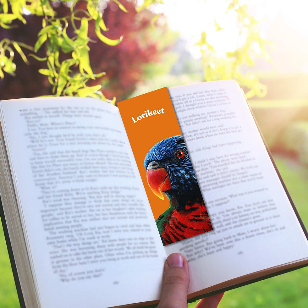 Thumbnail: A Coconut Lorikeet bookmark, featuring a beautiful art print painted by Sophie Parkhill of SP Wildlife Art.
