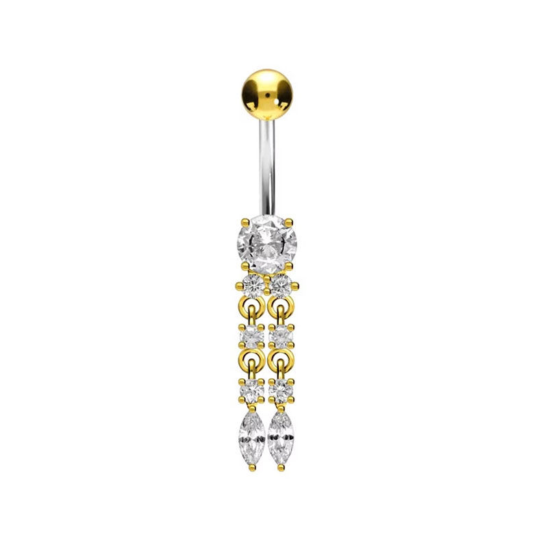 Bauchnabelpiercing Kristall-Ketten Gold
