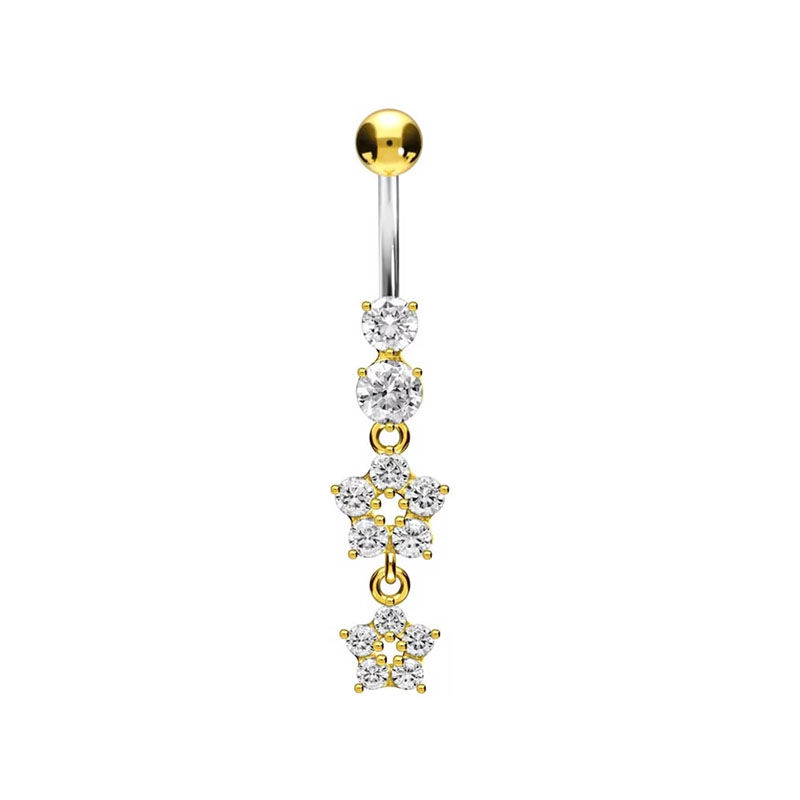 Bauchnabelpiercing Sternen-Kette Gold