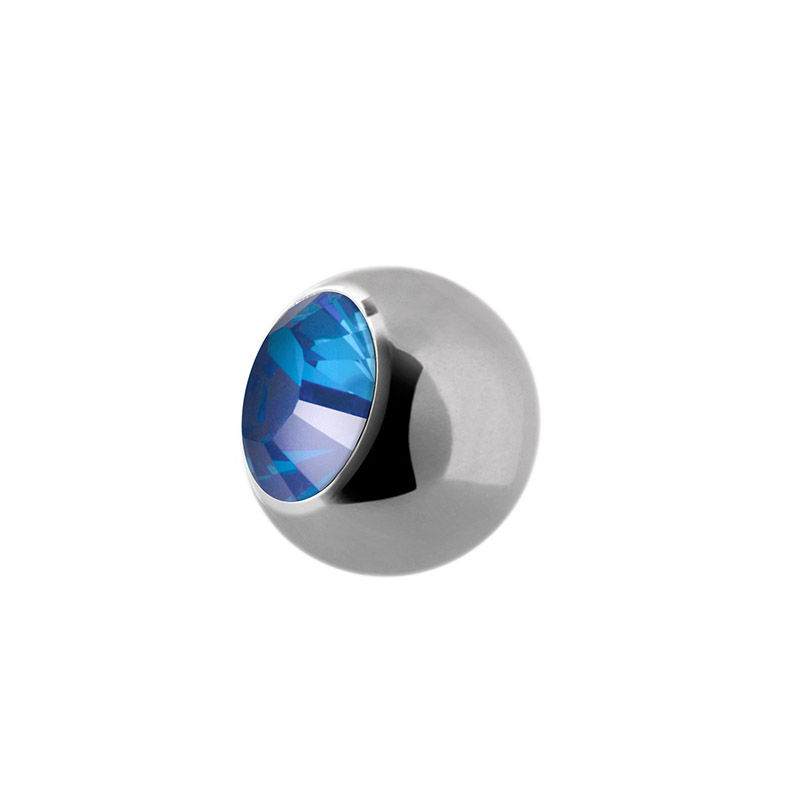 Kugel mit Glitzerstein blau 1,2 mm Silber