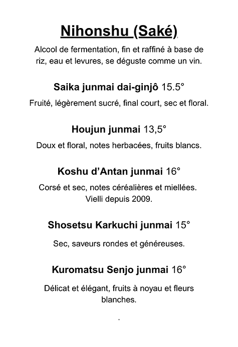 les sakés chez kiyoshi