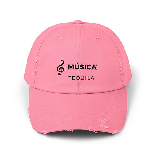 Música Tequila Distressed Cap, light color hat, black logo