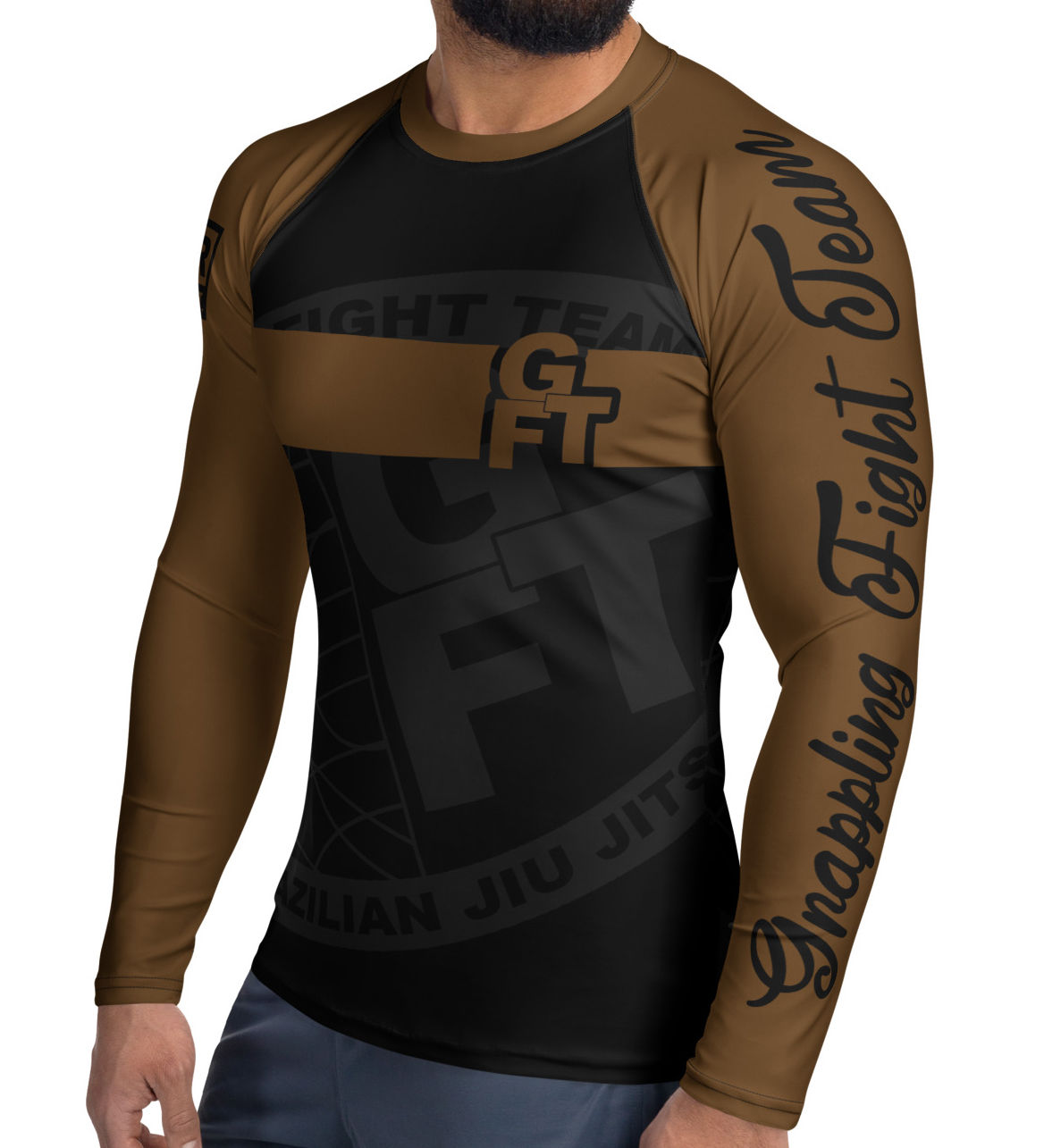 BROWN GFTEAM Long Sleeve Male or Female Rashguard