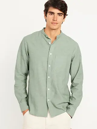 Sage green button down shirt styled for spring family photo session