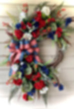 30" Americana Wreath with Primitive Flag Ribbon-Original Designer