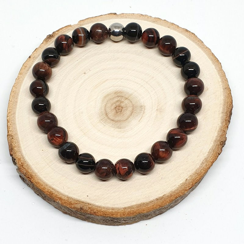 GAVU Collier Homme En Pierre Naturelle - Œil De Tigre Rouge Et Sodalite - Perles 8mm, Longueur 50+5cm - Fermoir Mousqueton