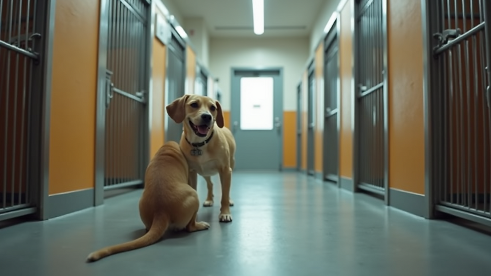 Eye-level view of a clean and spacious dog kennel
