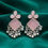 Thumbnail: Pink stone studded designer earrings with silver beads – Estyle Jewels