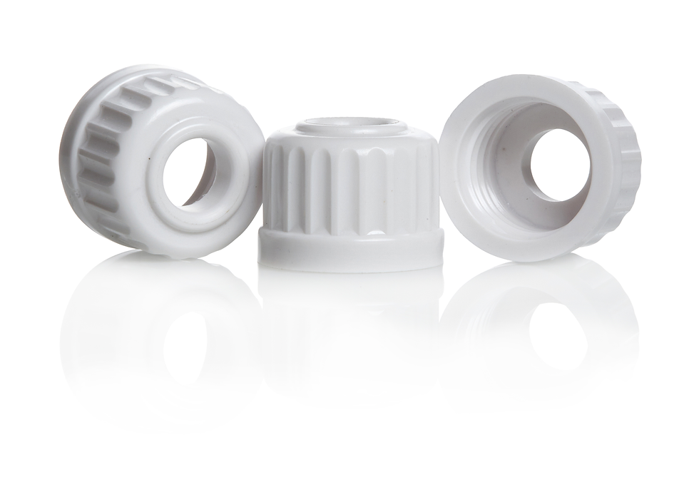 QUICKFIT SCREWCAPS, APERTURE, MELAMINE, WITH 18mm THREAD, 8.5mm DIAMETER HOLE